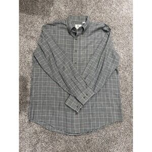 Viyella Mens Glen Plaid Button Down Shirt Grey Cotton Wool Blend Large L